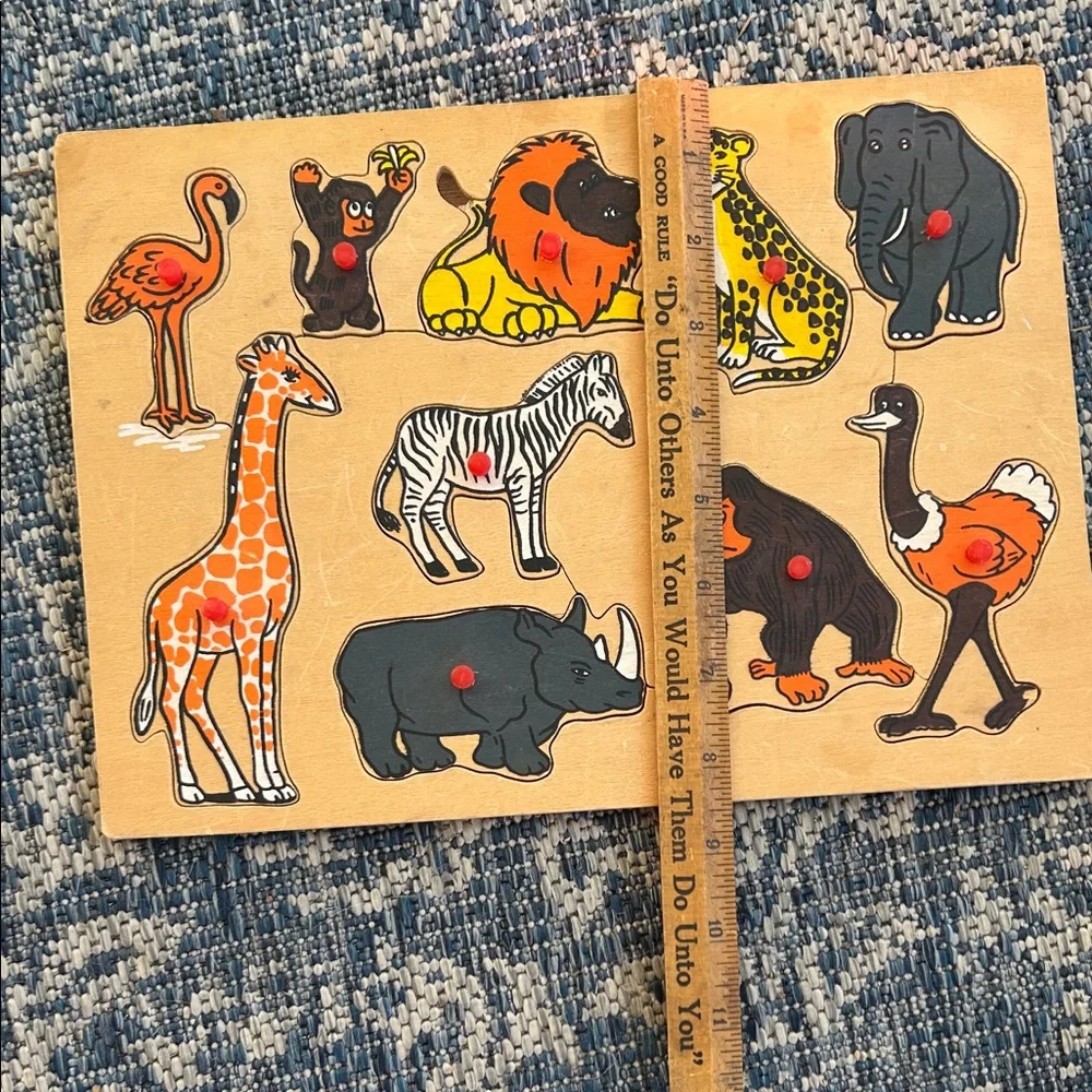 Vintage Animal Puzzle Board for Kids